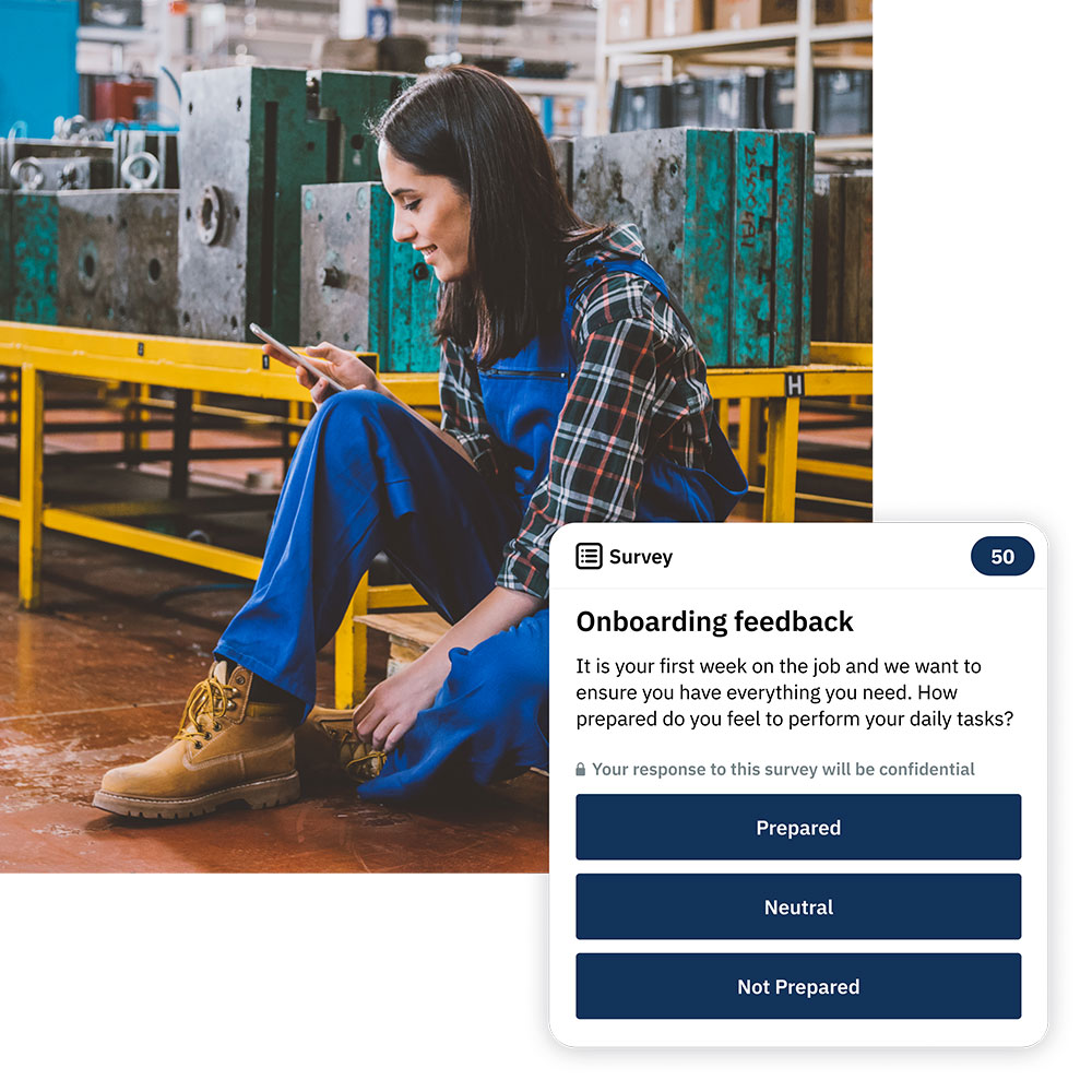 Female worker looking at her phone Female worker looking at her phone