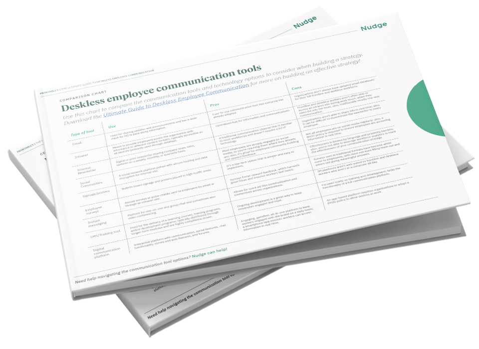 Communications tools chart | Nudge